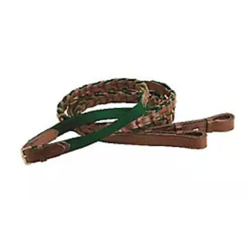 Tory Cross Country Reins Oakbark Leather/Green Web
